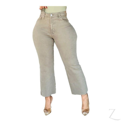 Buy-Ladies High Waist Strong Stretchy Flared Denim Jeans | Cropped | "Sithelo"-Light Green-24-Online-in South Africa-on Zalemart