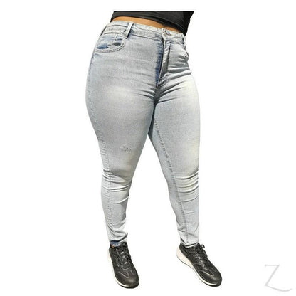 Buy-Ladies High Waist Strong Stretchy Slim Fit Denim Jeans | Plain | "Juni" - B Grade-Light Wash Blue-28-Online-in South Africa-on Zalemart