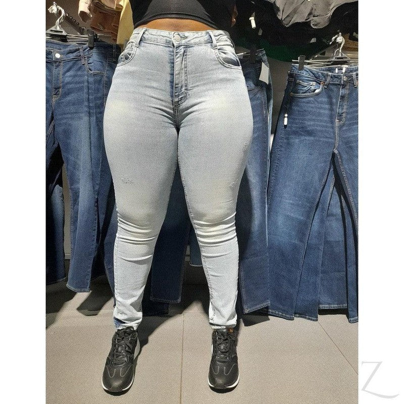 Buy-Ladies High Waist Strong Stretchy Slim Fit Denim Jeans | Plain | "Juni"-Online-in South Africa-on Zalemart