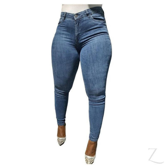 Buy-Ladies High Waist Super Skinny Stretchy Strong Denim Jeans | Plain | "Ibhuku"-Dark Blue-28-Regular-Online-in South Africa-on Zalemart