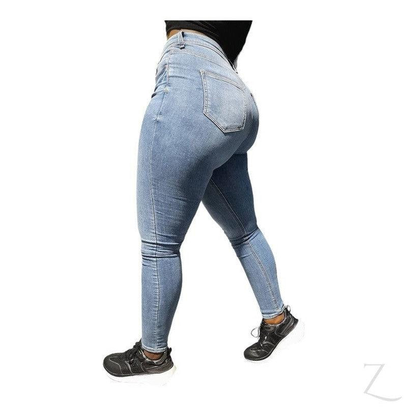 Buy-Ladies High Waist Super Skinny Stretchy Strong Denim Jeans | Plain | "Ibhuku"-Online-in South Africa-on Zalemart