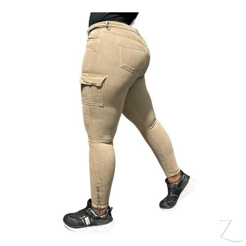 Buy-Ladies High Waist Super Skinny Strong Stretchy Cargo Pants | Zip Detail | "Oola" - A Grade-Online-in South Africa-on Zalemart