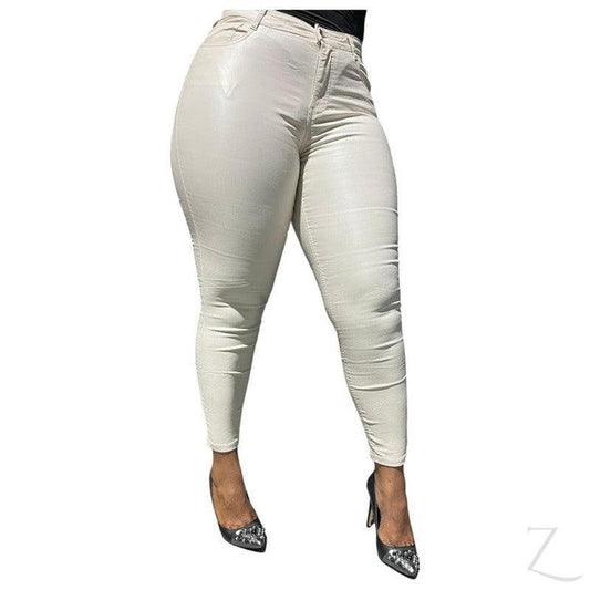 Buy-Ladies High Waist Super Skinny Super Stretchy Strong Denim Jeans | Plain | "Limu"-Cream-M (34/36)-Online-in South Africa-on Zalemart