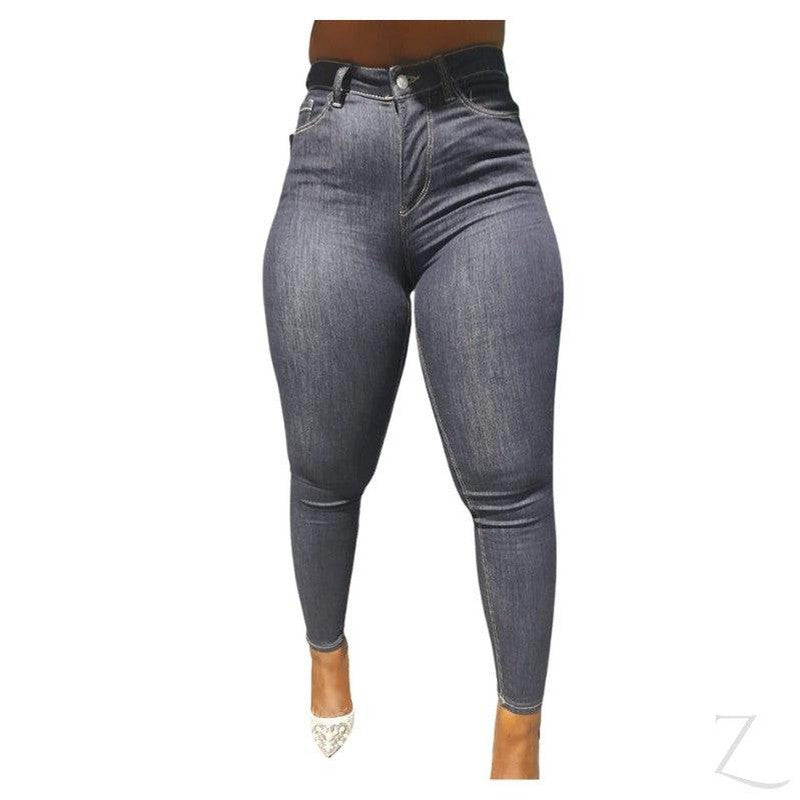 Buy-Ladies High Waist Super Skinny Super Stretchy Super Strong Denim Jeans | Plain | "Ibhuku"-Navy Blue-28-Online-in South Africa-on Zalemart
