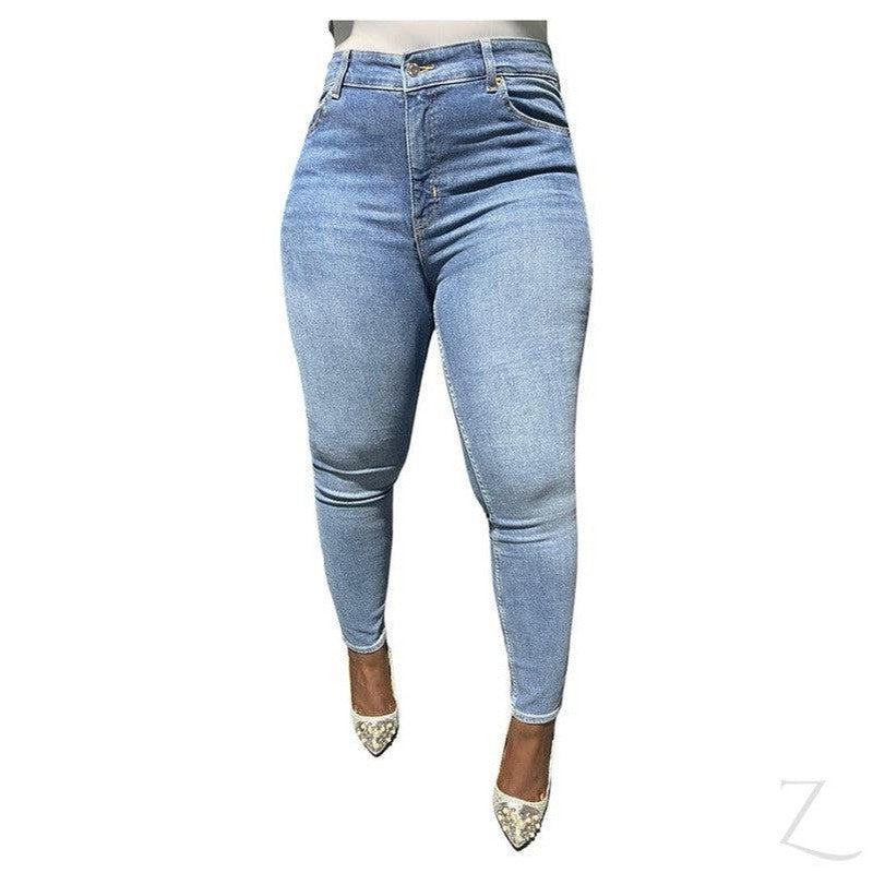 Buy-Ladies High Waist Super Skinny Super Strong Slightly Stretchy Denim Jeans | Plain | "Futhi"-Blue-28-Online-in South Africa-on Zalemart