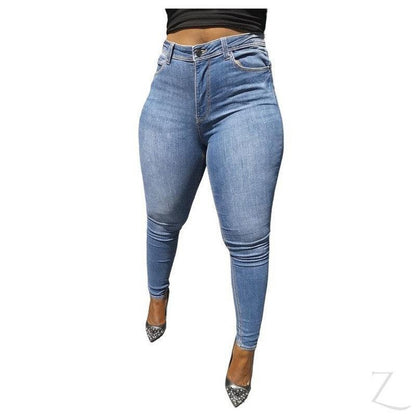 Buy-Ladies High Waist Super Skinny Super Strong Stretchy Denim Jeans | Plain | "Ibhuku"-Blue-28-Online-in South Africa-on Zalemart