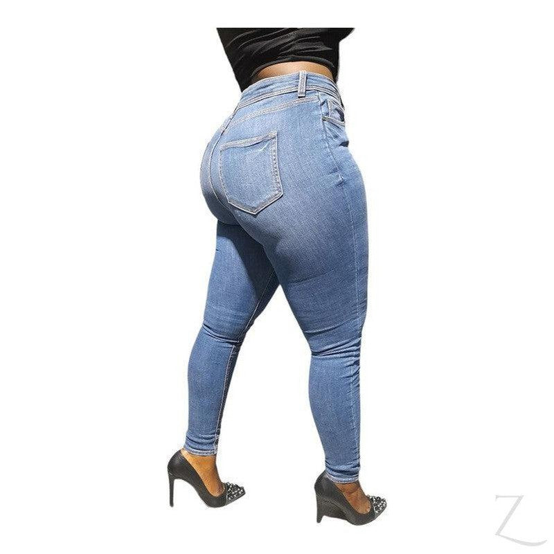 Buy-Ladies High Waist Super Skinny Super Strong Stretchy Denim Jeans | Plain | "Ibhuku"-Online-in South Africa-on Zalemart