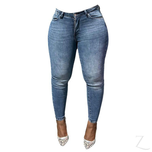 Buy-Ladies High Waist Super Skinny Super Strong Stretchy Denim Jeans | Plain | "Phela"-Medium Blue-XS-Regular-Online-in South Africa-on Zalemart
