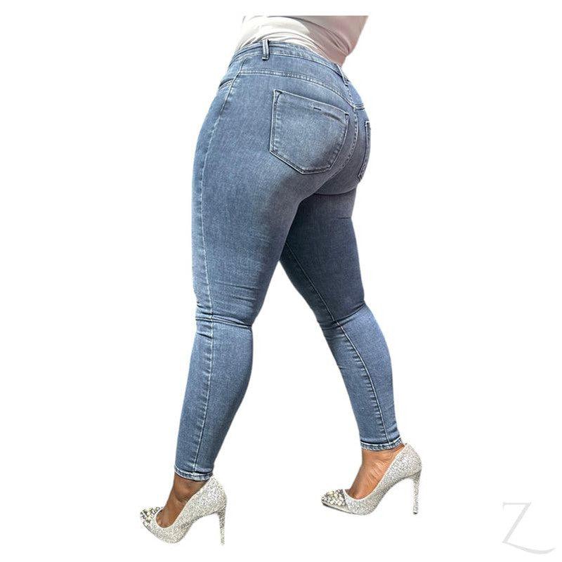 Buy-Ladies High Waist Super Skinny Super Strong Stretchy Denim Jeans | Plain | "Phela"-Online-in South Africa-on Zalemart