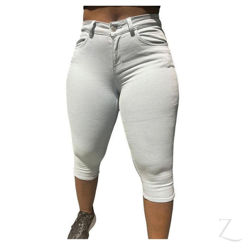 Buy-Ladies High Waist Super Stretchy Strong Capri Denim Jeans | 3/4 Length | "Ruri"-Light Blue-34-Online-in South Africa-on Zalemart