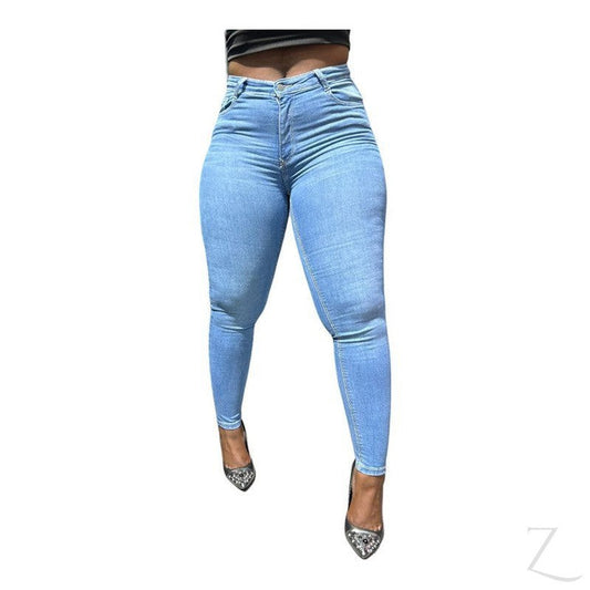 Buy-Ladies High Waist Super Stretchy Super Skinny Denim Jeans | Plain | "Khumba"-Light Blue-30-Online-in South Africa-on Zalemart