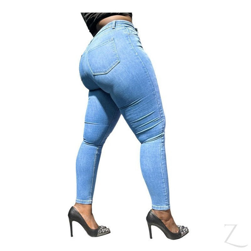 Buy-Ladies High Waist Super Stretchy Super Skinny Denim Jeans | Plain | "Khumba"-Online-in South Africa-on Zalemart