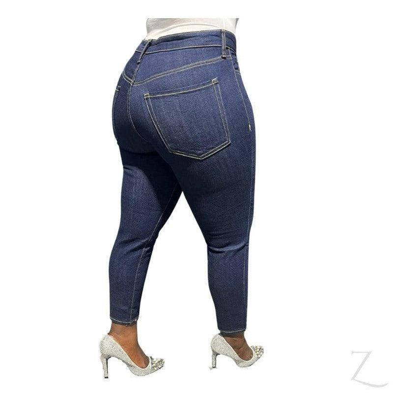 Buy-Ladies High Waist Super Strong Slightly Stretchy Mom Fit Denim Jeans | Plain | "Ibhuku"-Online-in South Africa-on Zalemart