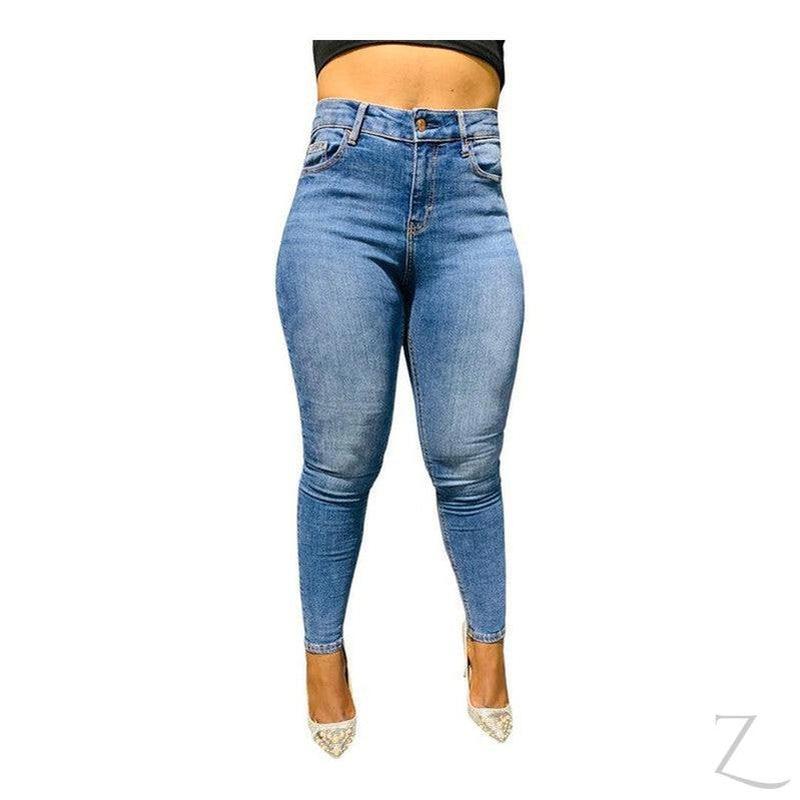 Buy-Ladies High Waist Super Strong Stretchy Skinny Denim Jeans | Plain | "Roo" - B Grade-Blue-28-Regular-Online-in South Africa-on Zalemart