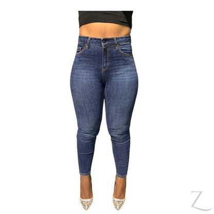 Buy-Ladies High Waist Super Strong Stretchy Skinny Denim Jeans | Plain | "Roo" - B Grade-Dark Blue-26-Regular-Online-in South Africa-on Zalemart