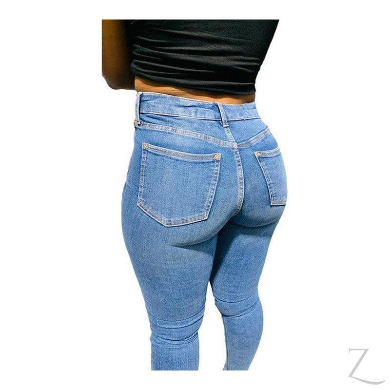 Buy-Ladies High Waist Super Strong Stretchy Skinny Denim Jeans | Plain | "Roo" - B Grade-Online-in South Africa-on Zalemart