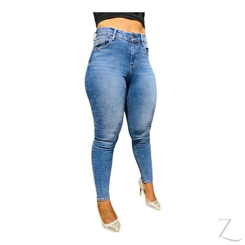 Buy-Ladies High Waist Super Strong Stretchy Skinny Denim Jeans | Plain | "Roo" - B Grade-Online-in South Africa-on Zalemart