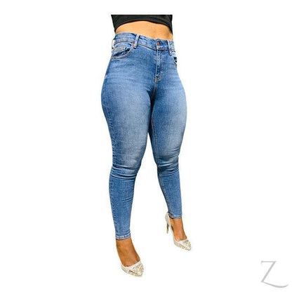 Buy-Ladies High Waist Super Strong Stretchy Skinny Denim Jeans | Plain | "Roo" - B Grade-Online-in South Africa-on Zalemart