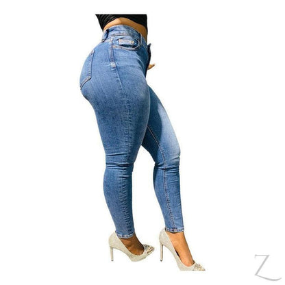 Buy-Ladies High Waist Super Strong Stretchy Skinny Denim Jeans | Plain | "Roo" - B Grade-Online-in South Africa-on Zalemart