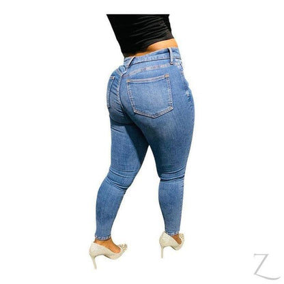 Buy-Ladies High Waist Super Strong Stretchy Skinny Denim Jeans | Plain | "Roo" - B Grade-Online-in South Africa-on Zalemart