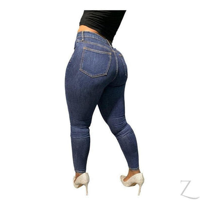 Buy-Ladies High Waist Super Strong Stretchy Skinny Denim Jeans | Plain | "Roo" - B Grade-Online-in South Africa-on Zalemart