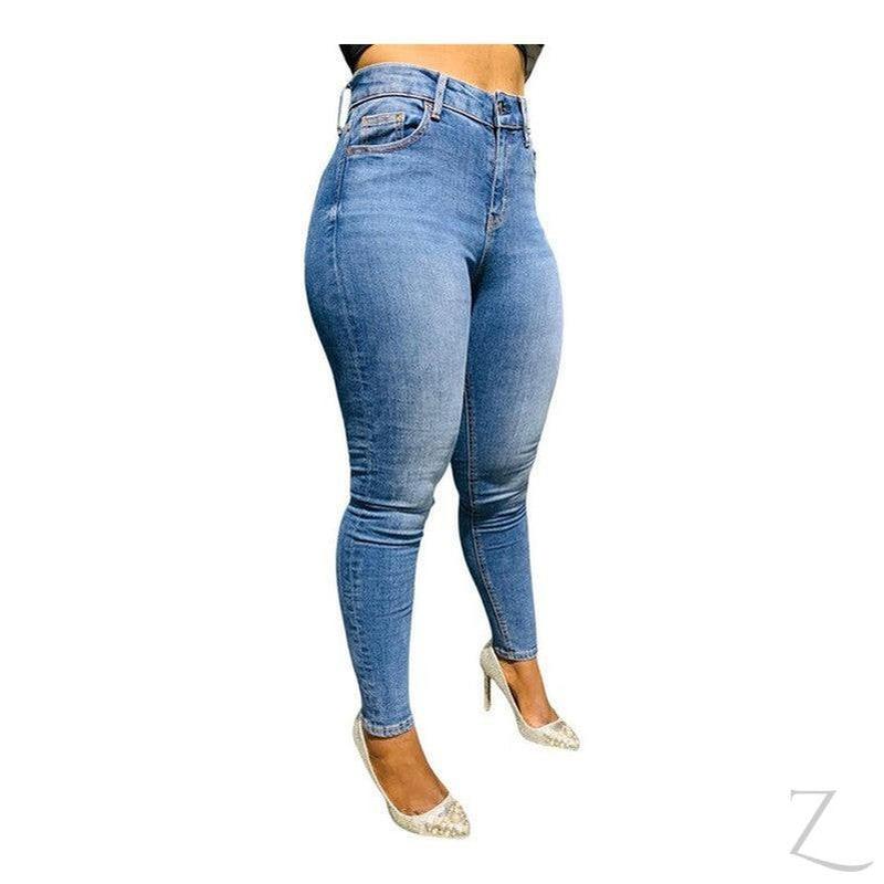 Buy-Ladies High Waist Super Strong Stretchy Skinny Denim Jeans | Plain | "Roo" - B Grade-Online-in South Africa-on Zalemart