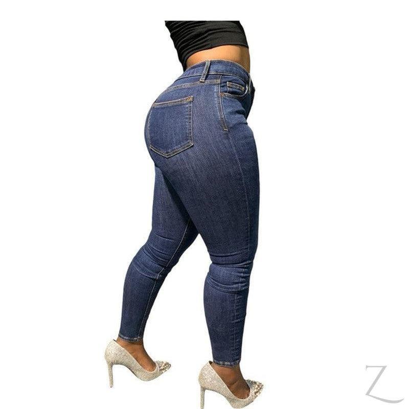 Buy-Ladies High Waist Super Strong Stretchy Skinny Denim Jeans | Plain | "Roo" - B Grade-Online-in South Africa-on Zalemart