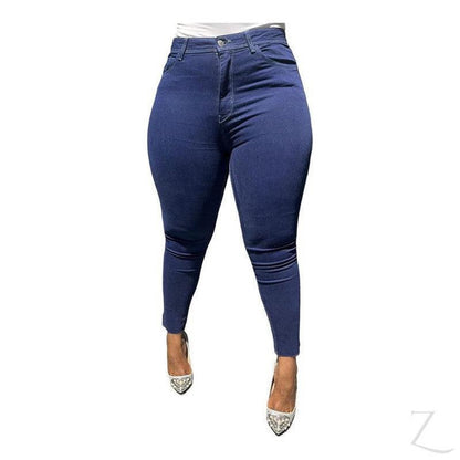 Buy-Ladies High Waist Super Strong Stretchy Skinny Jeans | Slit Hem | "Ibhuku"-Dark Blue-28-Online-in South Africa-on Zalemart