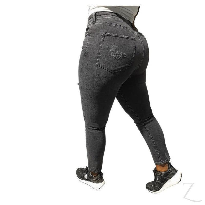 Buy-Ladies High Waist Super Strong Super Skinny Slightly Stretchy Denim Jeans | Ripped | "Kuni"-Online-in South Africa-on Zalemart