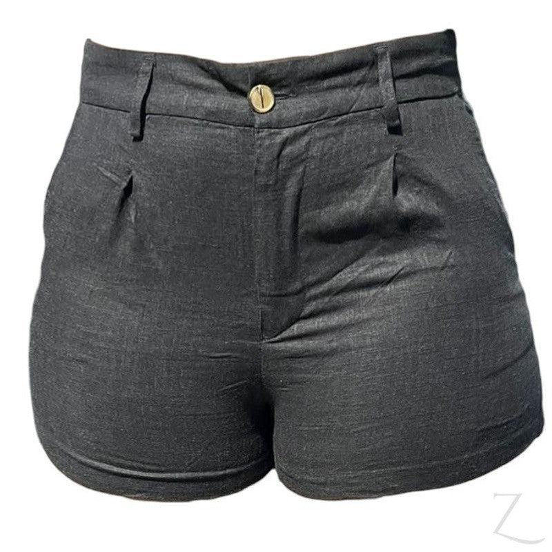 Buy-Ladies High Waist Twill Shorts | "Fele"-Black-28-Online-in South Africa-on Zalemart