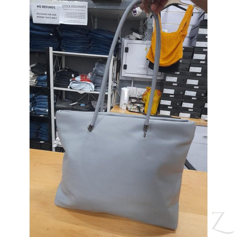 Buy-Ladies Large Shopper Bag | PU Leather | "Bala"-Grey-Online-in South Africa-on Zalemart