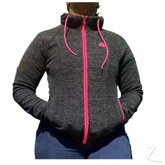 Buy-Ladies Long Sleeve Athleisure Jacket | Hooded | "Jima"-Grey & Pink-S-Online-in South Africa-on Zalemart