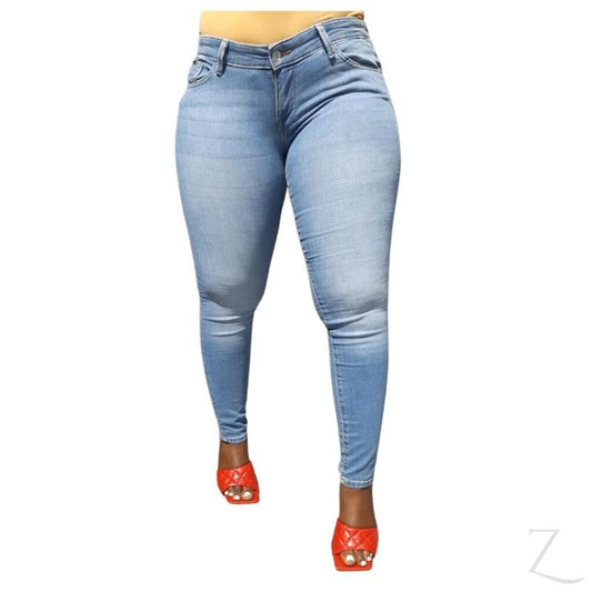 Buy-Ladies Low Rise Super Skinny Strong Stretchy Denim Jeans | Plain | "Phela"-Light Blue-24-Regular-Online-in South Africa-on Zalemart