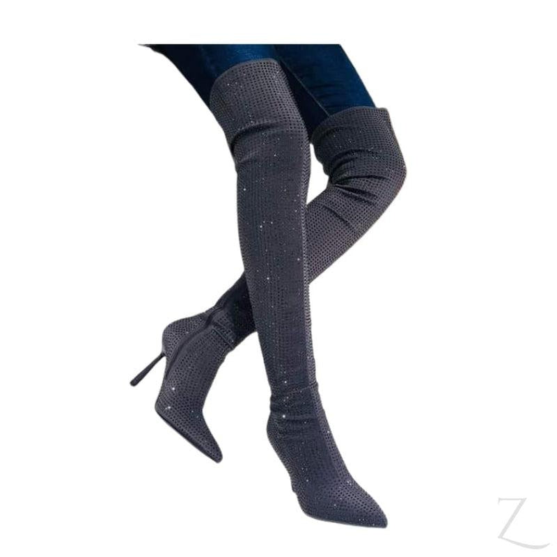 Buy-Ladies Over The Knee Stiletto Fabric Boots | "Zia"-Online-in South Africa-on Zalemart