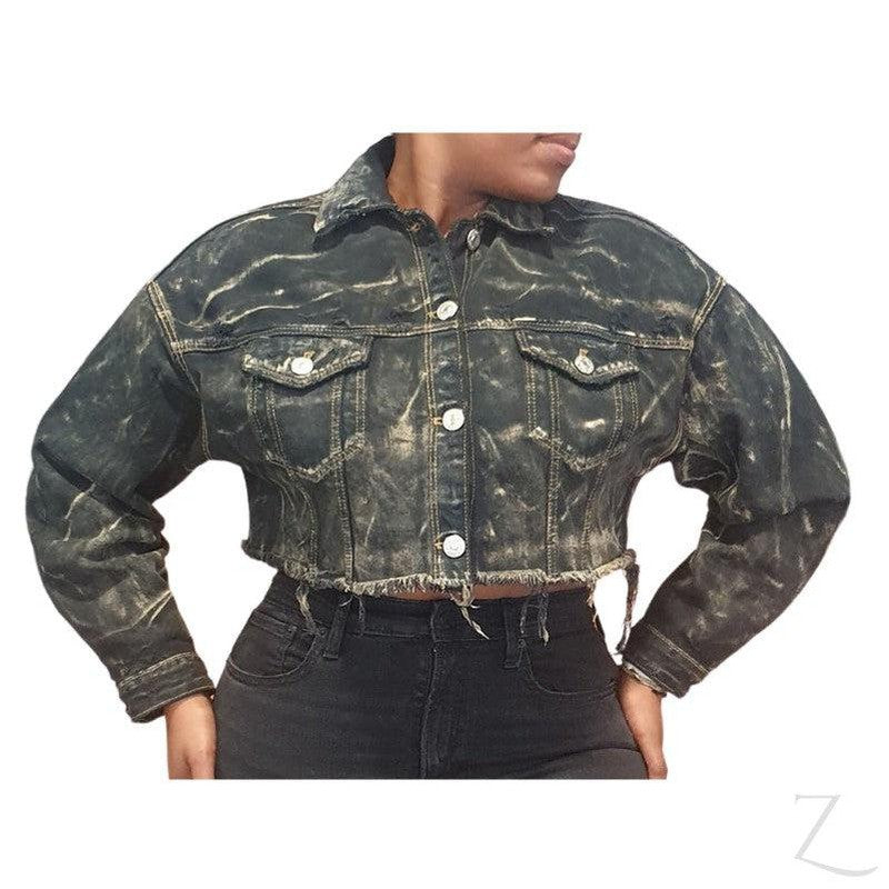 Buy-Ladies Oversized Cropped Denim Jacket | Distressed | "Zia"-Comouflage-XS-Online-in South Africa-on Zalemart