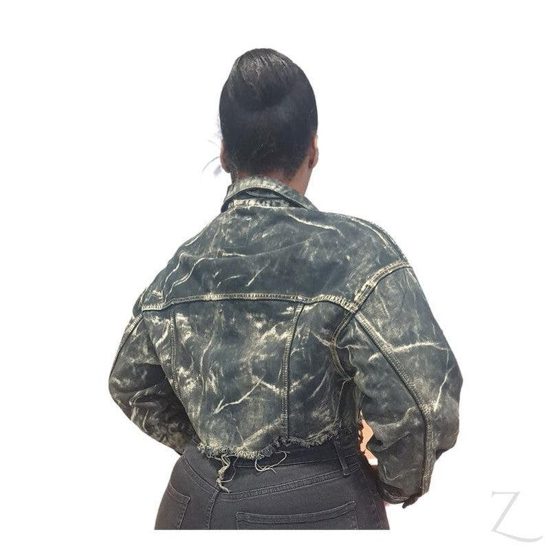 Buy-Ladies Oversized Cropped Denim Jacket | Distressed | "Zia"-Online-in South Africa-on Zalemart