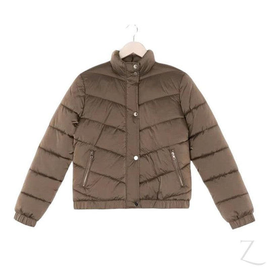 Buy-Ladies Quilted Puffer Jacket | Buttons + Zipper | "Yagi"-Golden Green-XXS-Online-in South Africa-on Zalemart