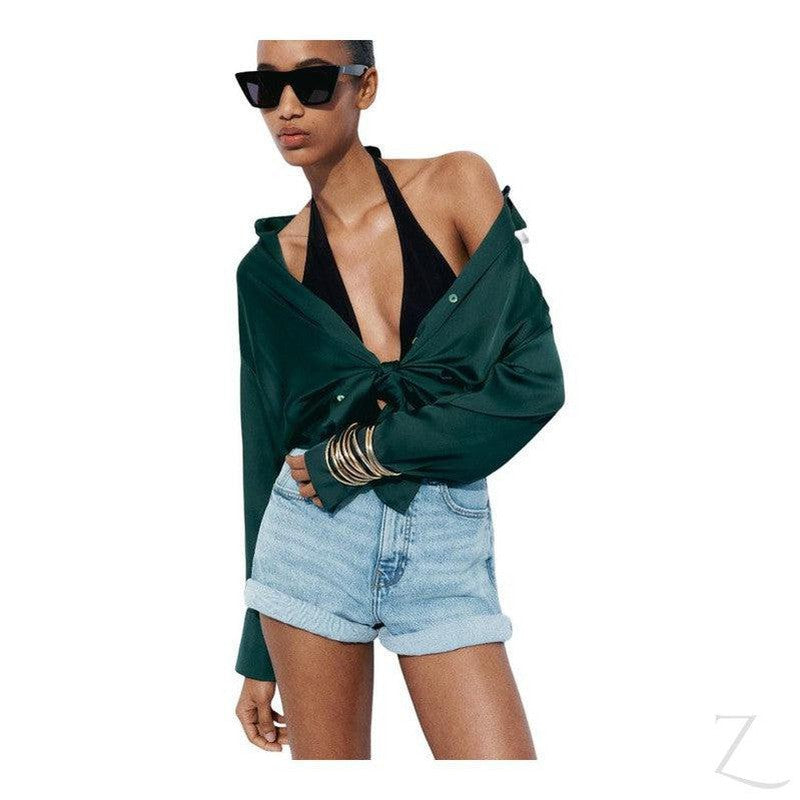 Buy-Ladies Satin Effect Basic Shirt | Long SLeeve | "Zia"-Online-in South Africa-on Zalemart