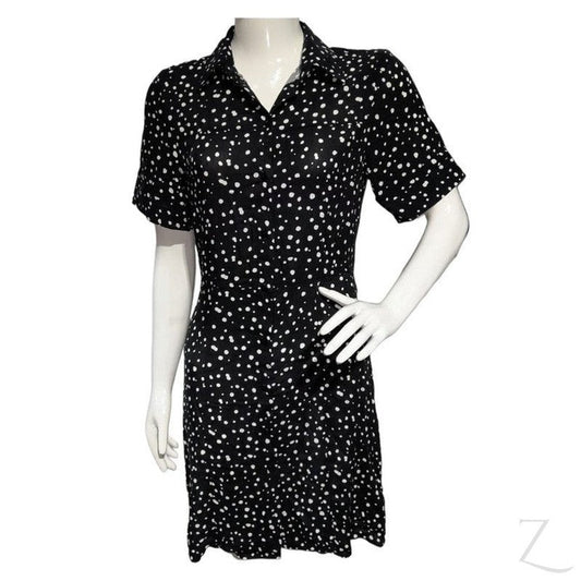 Buy-Ladies Short Sleeve Mini Summer Dress | Short | "Oola"-Back with White Dots-XS-Online-in South Africa-on Zalemart