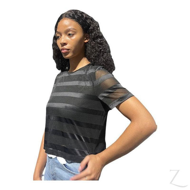 Buy-Ladies Silky Mesh Top | Striped | "Ria"-Online-in South Africa-on Zalemart