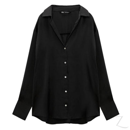 Buy-Ladies Silky Satin Shirt | Plain | "Zia"-Black-S-Online-in South Africa-on Zalemart