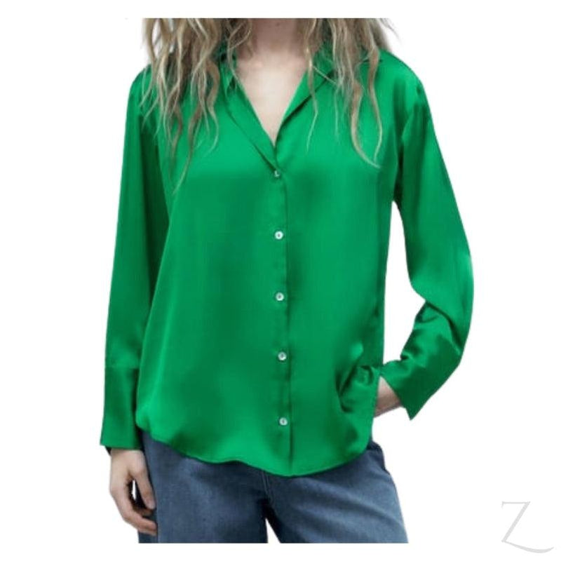 Buy-Ladies Silky Satin Shirt | Plain | "Zia"-Online-in South Africa-on Zalemart