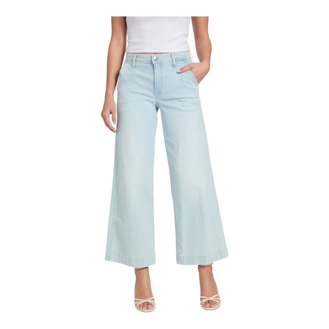 Buy-Ladies Stretchy Strong Wide Leg Denim Jeans | Cropped | "Gela" - B Grade-Light Wash Blue-28-Online-in South Africa-on Zalemart