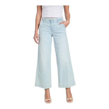 Buy-Ladies Stretchy Strong Wide Leg Denim Jeans | Cropped | "Gela" - B Grade-Light Wash Blue-28-Online-in South Africa-on Zalemart