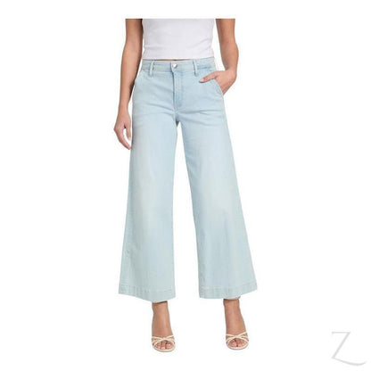 Buy-Ladies Stretchy Strong Wide Leg Denim Jeans | Cropped | "Gela" - B Grade-Light Wash Blue-32-Online-in South Africa-on Zalemart