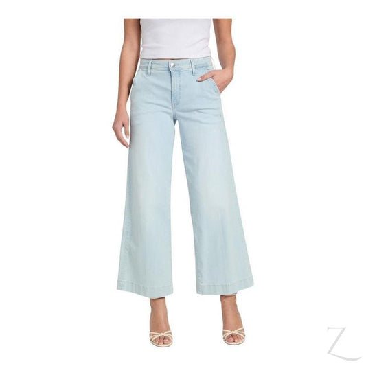 Buy-Ladies Stretchy Strong Wide Leg Denim Jeans | Cropped | "Gela" - B Grade-Light Wash Blue-32-Online-in South Africa-on Zalemart