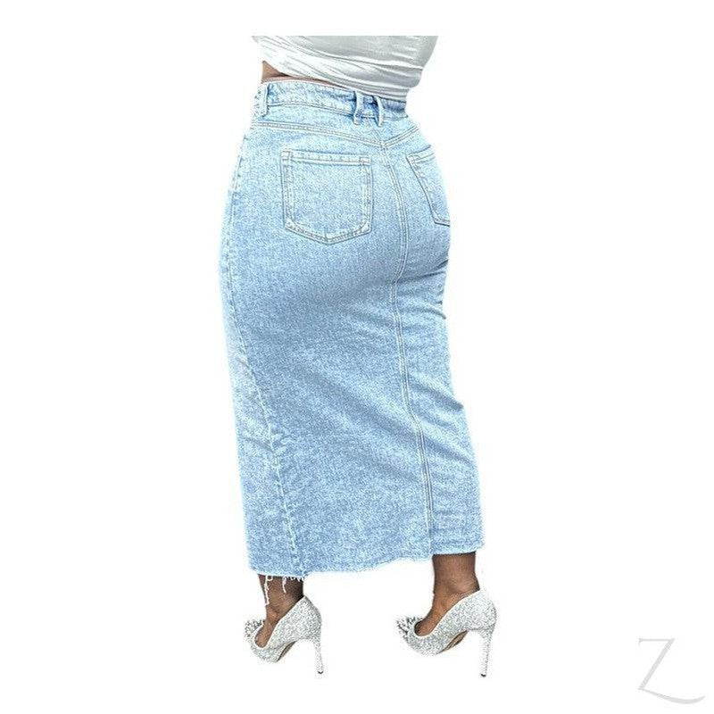 Buy-Ladies Strong Pencil Cropped Denim Skirt | Maxi | "Zana"-Online-in South Africa-on Zalemart