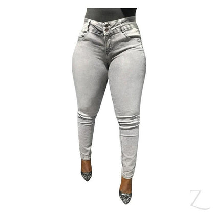 Buy-Ladies Strong Stretchy Slim Fit Denim Jeans | Plain | "Taka"-Grey-32-Online-in South Africa-on Zalemart