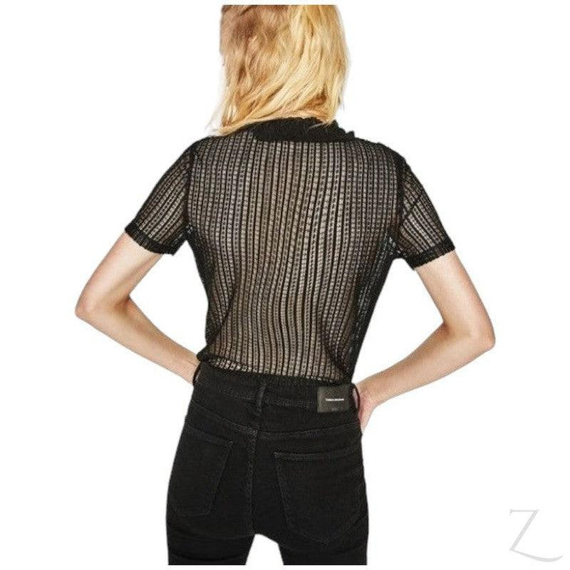 Buy-Ladies Studded Lace T-Shirt | Short Sleeve | "Zia"-Online-in South Africa-on Zalemart