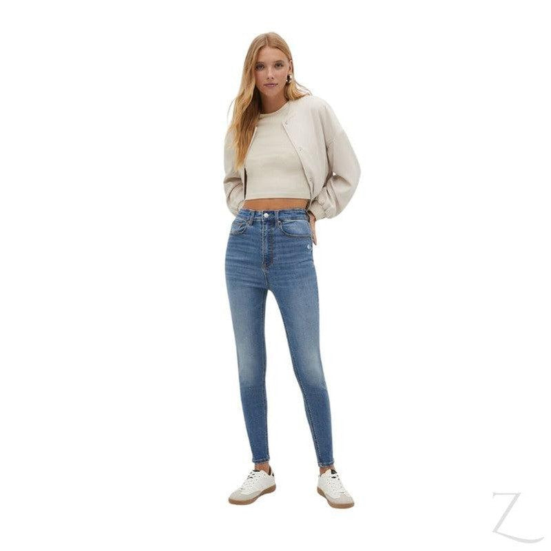 Buy-Ladies Super High Waist Super Stretchy Super Skinny Super Strong Denim Jeans | Ripped | "Sia"-Blue-28-Online-in South Africa-on Zalemart